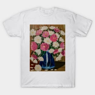 A lovely boutique of pink and white flowers in a glass vase T-Shirt